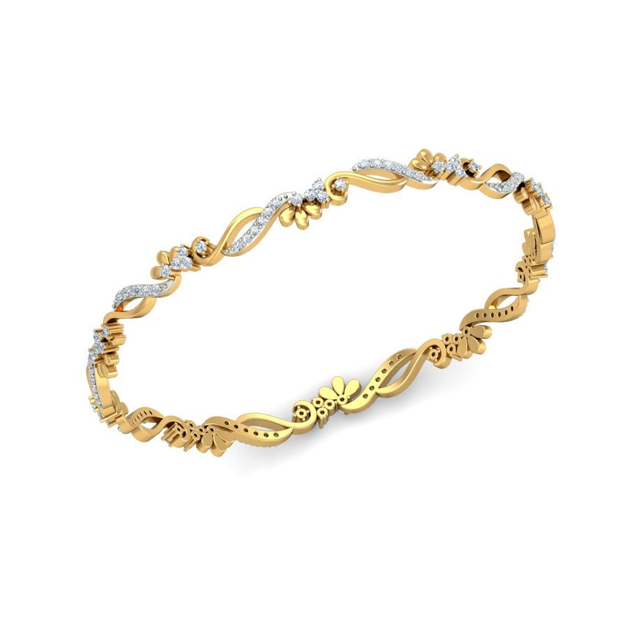 0.86ct Yellow Gold Natural Diamond Bangle SolitaireKart